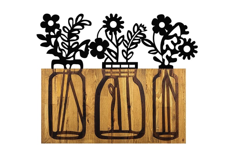 Flower 5 Vægdekor, Sort/Valnød