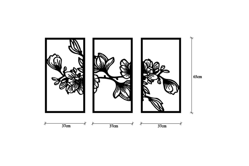 Flower 8 Vægdekor - Sort - Boligtilbehør - Vægdekoration - Skilt - Emaljeskilte