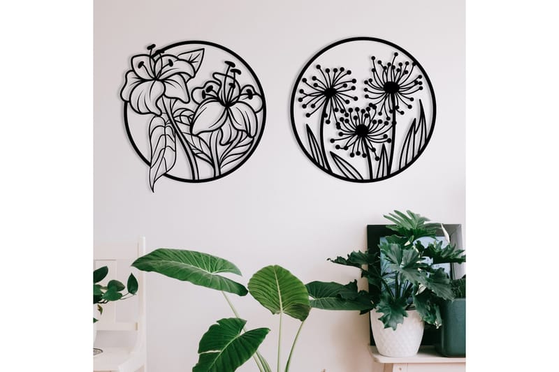 Flowers Vægdekor - Sort - Boligtilbehør - Vægdekoration - Skilt - Emaljeskilte