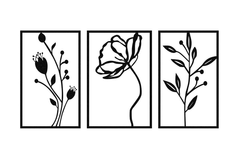 Flowers Vægdekor, Sort