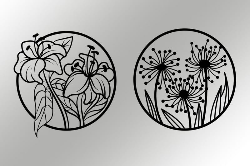 Flowers Vægdekor - Sort - Boligtilbehør - Vægdekoration - Skilt - Emaljeskilte