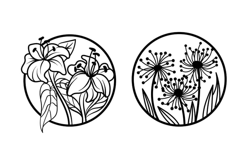 Flowers Vægdekor, Sort