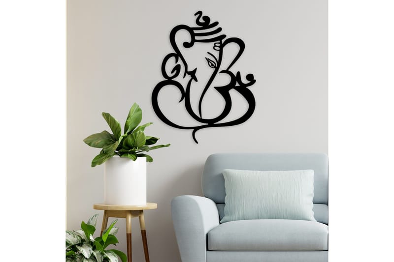 Ganesha Vægdekor - Sort - Boligtilbehør - Vægdekoration - Skilt - Emaljeskilte