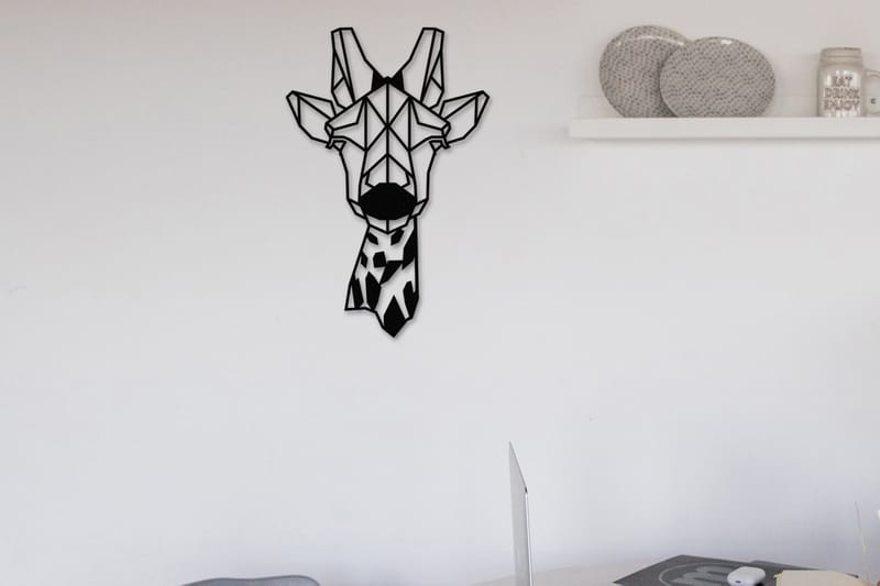 Giraffe Metal Decor Vægdekor - Sort - Emaljeskilte