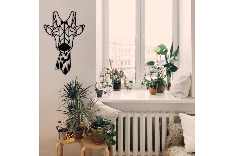 Giraffe Metal Decor Vægdekor - Sort - Boligtilbehør - Vægdekoration - Skilt - Emaljeskilte