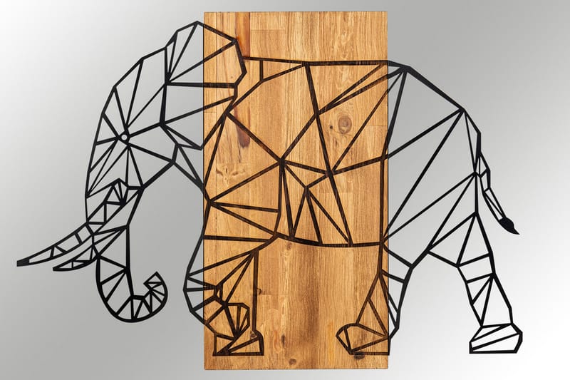 Great Elephant Vægdekor - Sort/Valnød - Emaljeskilte