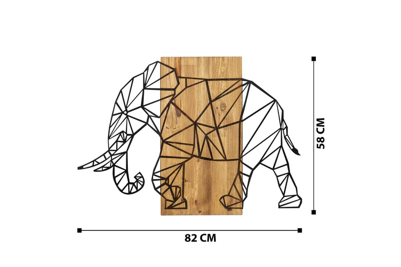 Great Elephant Vægdekor - Sort/Valnød - Boligtilbehør - Vægdekoration - Skilt - Emaljeskilte