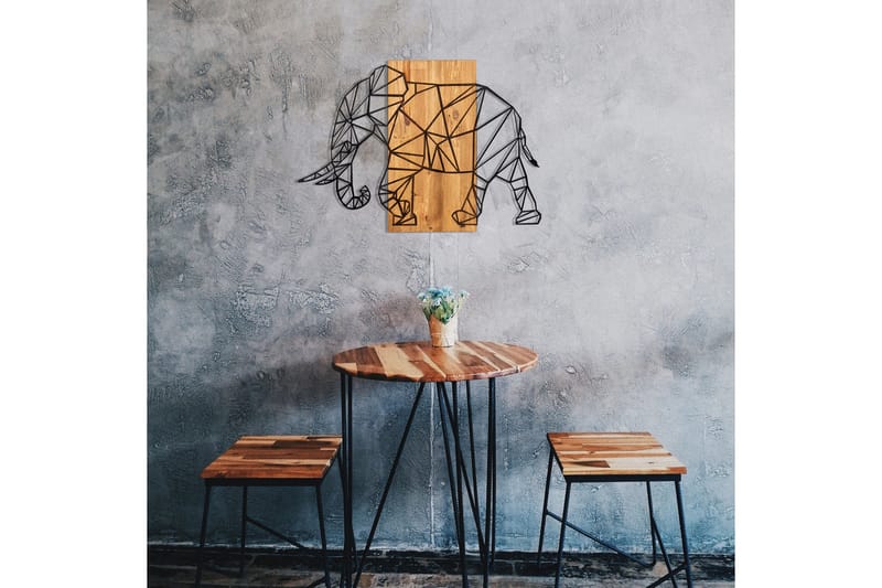Great Elephant Vægdekor - Sort/Valnød - Boligtilbehør - Vægdekoration - Skilt - Emaljeskilte