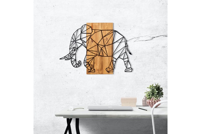 Great Elephant Vægdekor - Sort/Valnød - Boligtilbehør - Vægdekoration - Skilt - Emaljeskilte