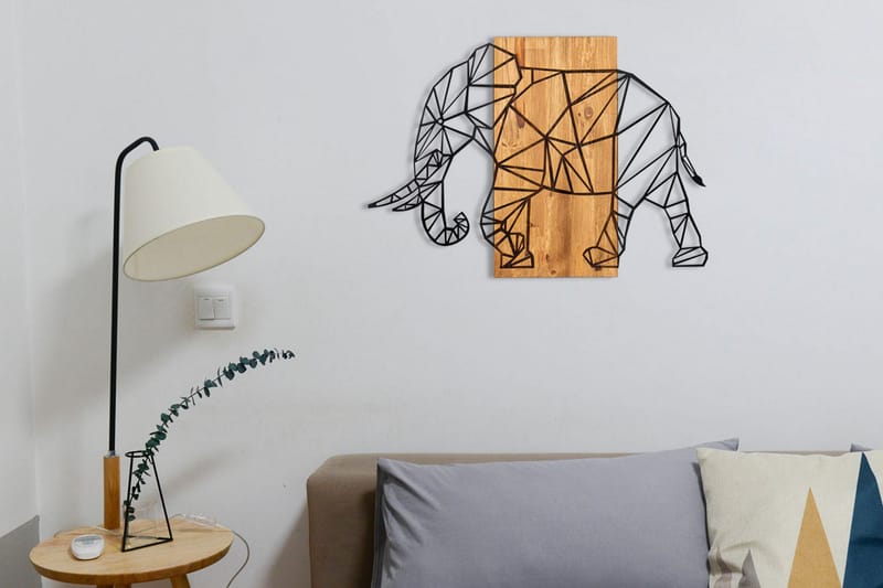 Great Elephant Vægdekor - Sort/Valnød - Boligtilbehør - Vægdekoration - Skilt - Emaljeskilte