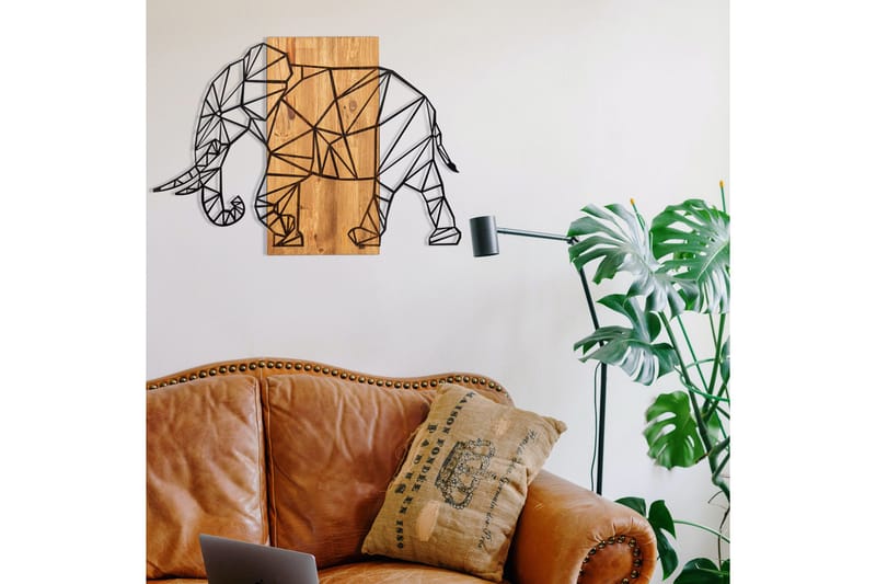 Great Elephant Vægdekor - Sort/Valnød - Boligtilbehør - Vægdekoration - Skilt - Emaljeskilte