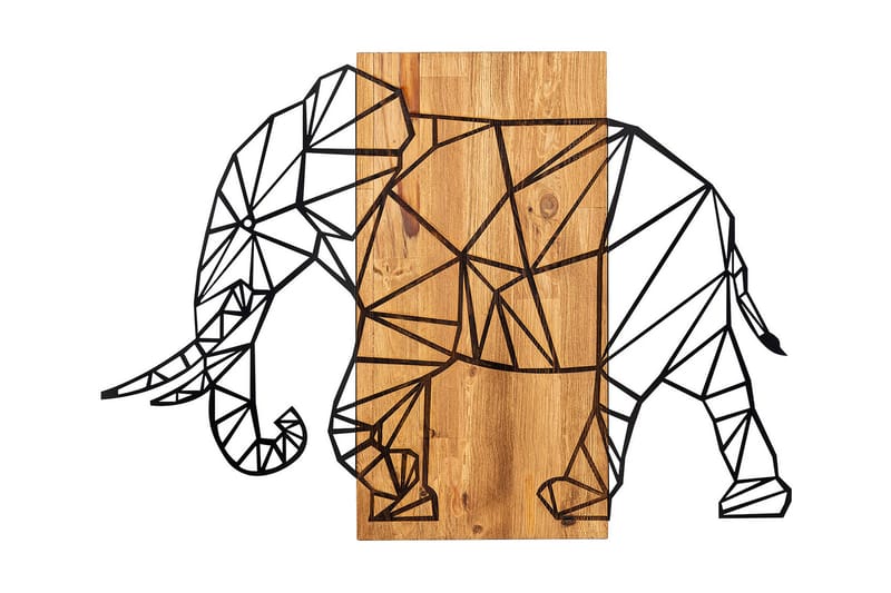 Great Elephant Vægdekor, Sort/Valnød