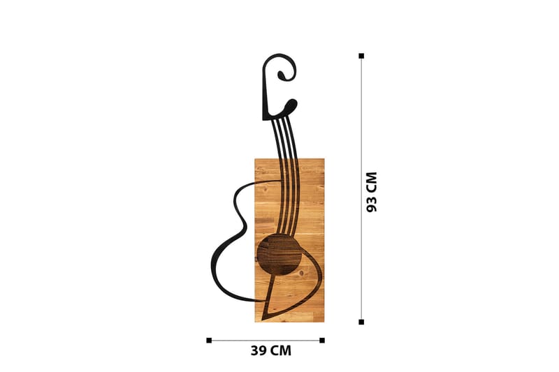 Guitar Vægdekor - Sort/Valnød - Boligtilbehør - Vægdekoration - Skilt - Emaljeskilte