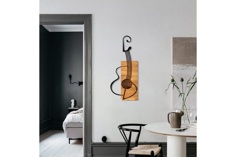 Guitar Vægdekor - Sort/Valnød - Boligtilbehør - Vægdekoration - Skilt - Emaljeskilte