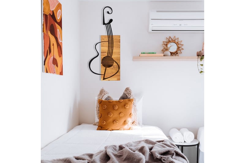 Guitar Vægdekor - Sort/Valnød - Boligtilbehør - Vægdekoration - Skilt - Emaljeskilte
