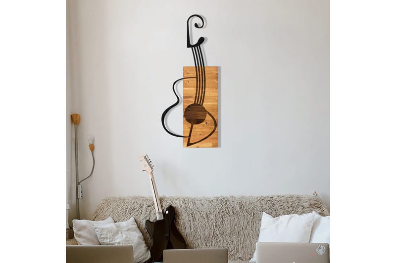 Guitar Vægdekor - Sort/Valnød - Boligtilbehør - Vægdekoration - Skilt - Emaljeskilte