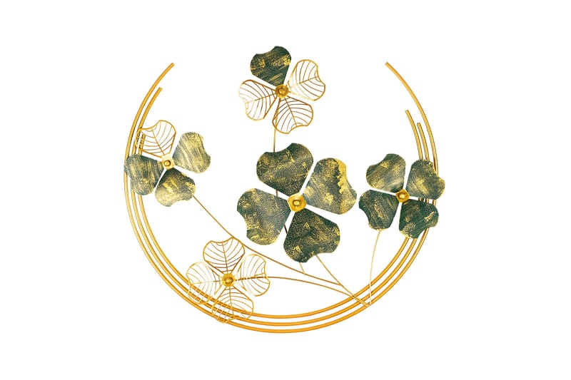 Haiyang Vægdekor - Grøn/Guld - Emaljeskilte