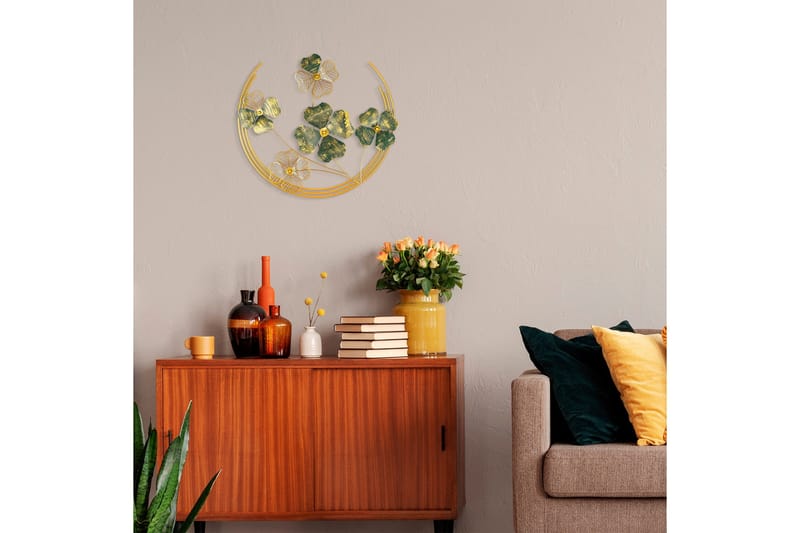 Haiyang Vægdekor - Grøn/Guld - Boligtilbehør - Vægdekoration - Skilt - Emaljeskilte