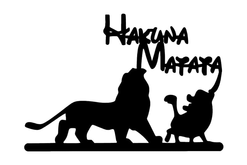 Hakuna Matata Lion And Piggy Vægdekor, Sort