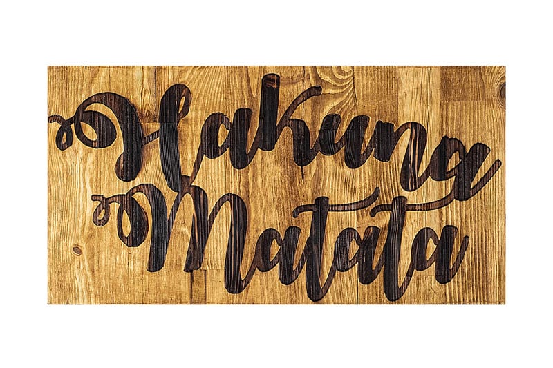 Hakuna Matata Motto Vægdekor - Sort/Valnød - Boligtilbehør - Vægdekoration - Skilt - Emaljeskilte