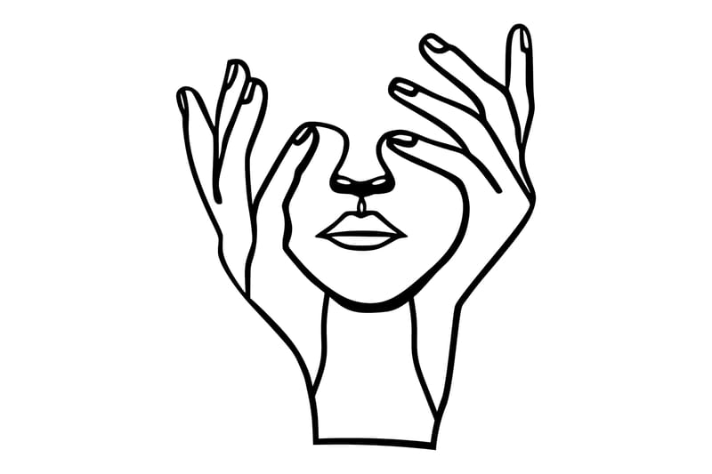 Hand Face Vægdekor, Sort