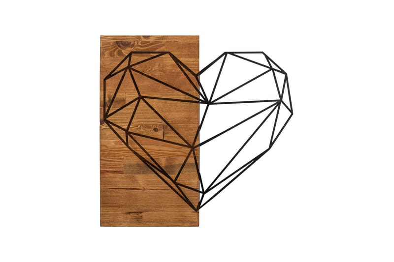 Heart Vægdekor, Sort/Valnød