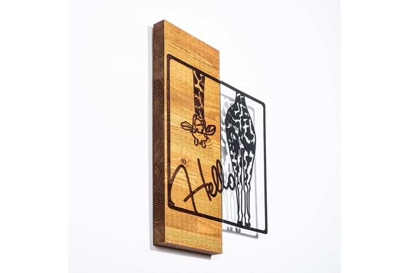 Hello Vægdekor - Sort/Lys Valnød - Boligtilbehør - Vægdekoration - Skilt - Emaljeskilte