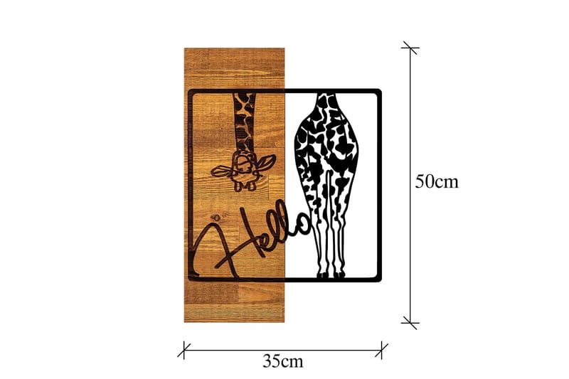 Hello Vægdekor - Sort/Lys Valnød - Boligtilbehør - Vægdekoration - Skilt - Emaljeskilte