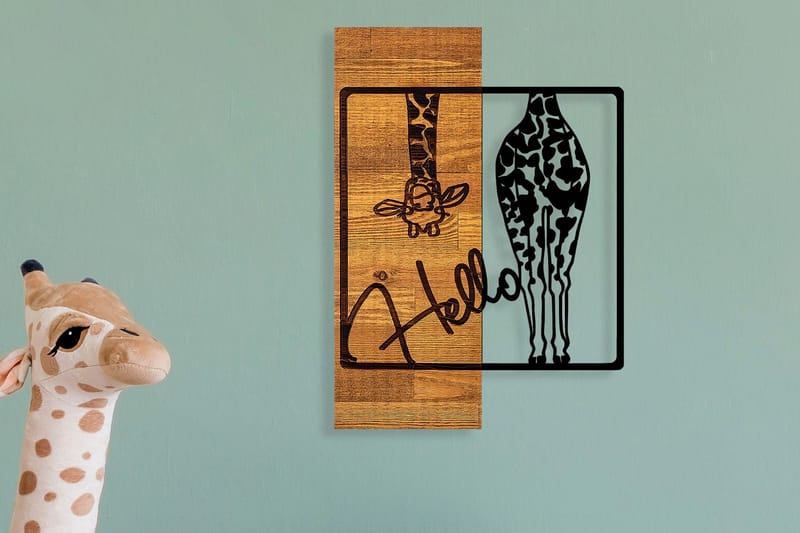 Hello Vægdekor, Sort/Lys Valnød