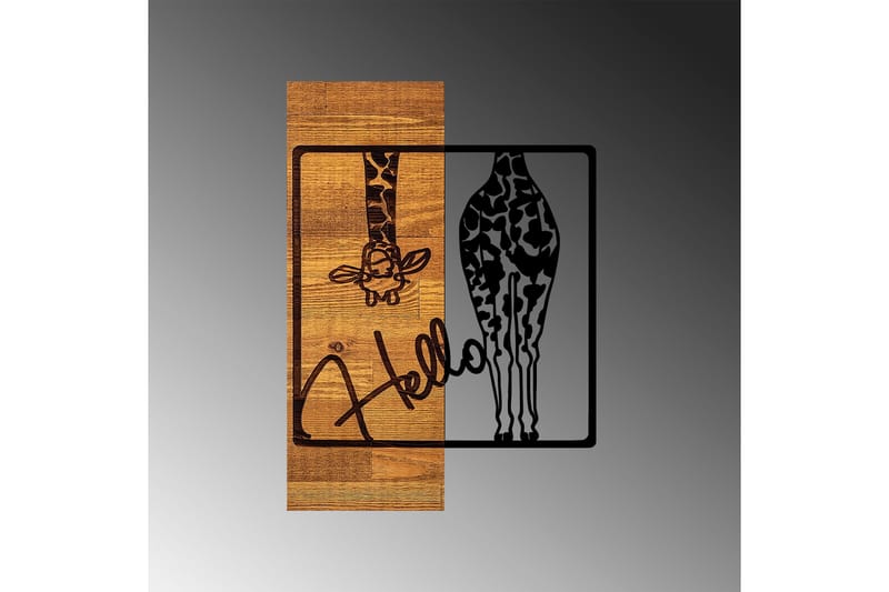 Hello Vægdekor - Sort/Lys Valnød - Boligtilbehør - Vægdekoration - Skilt - Emaljeskilte