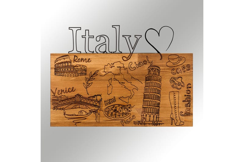 I Love You Italy Vægdekor - Sort/Valnød - Boligtilbehør - Vægdekoration - Skilt - Emaljeskilte