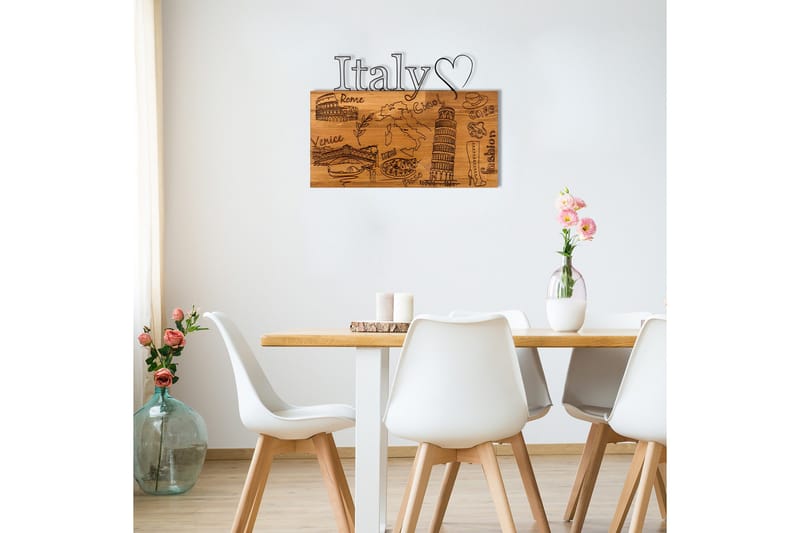 I Love You Italy Vægdekor - Sort/Valnød - Boligtilbehør - Vægdekoration - Skilt - Emaljeskilte