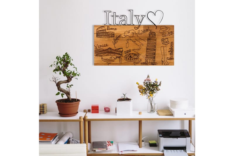 I Love You Italy Vægdekor - Sort/Valnød - Boligtilbehør - Vægdekoration - Skilt - Emaljeskilte