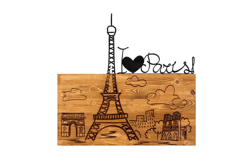 I Love You Paris Vægdekor, Sort/Valnød