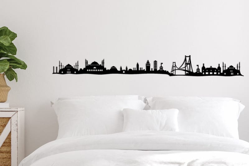 Istanbul Skyline Vægdekor, Sort