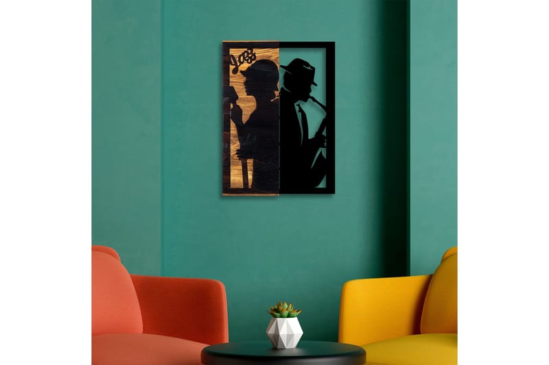 Jazz Vægdekor - Sort/Lys Valnød - Boligtilbehør - Vægdekoration - Skilt - Emaljeskilte