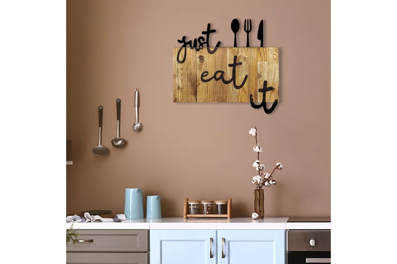 Just Eat It Vægdekor - Sort/Valnød - Boligtilbehør - Vægdekoration - Skilt - Emaljeskilte