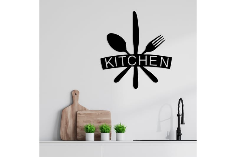 Kitchen Vægdekor - Sort - Emaljeskilte