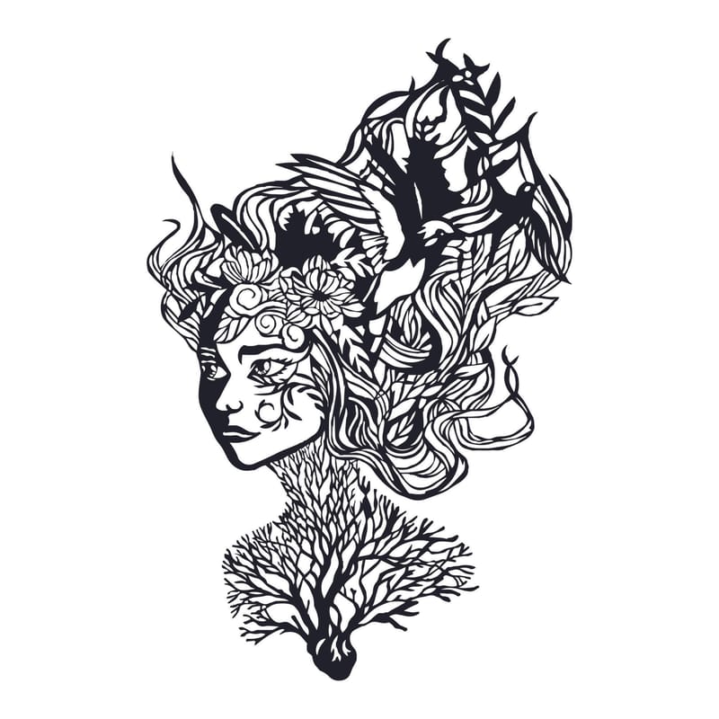 Kvinna Vægdekor, Sort