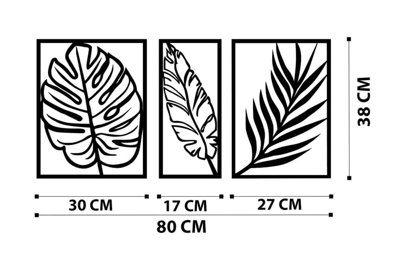 Leaf 2 Vægdekor - Sort - Boligtilbehør - Vægdekoration - Skilt - Emaljeskilte