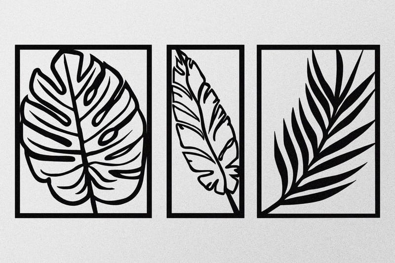 Leaf 2 Vægdekor - Sort - Boligtilbehør - Vægdekoration - Skilt - Emaljeskilte