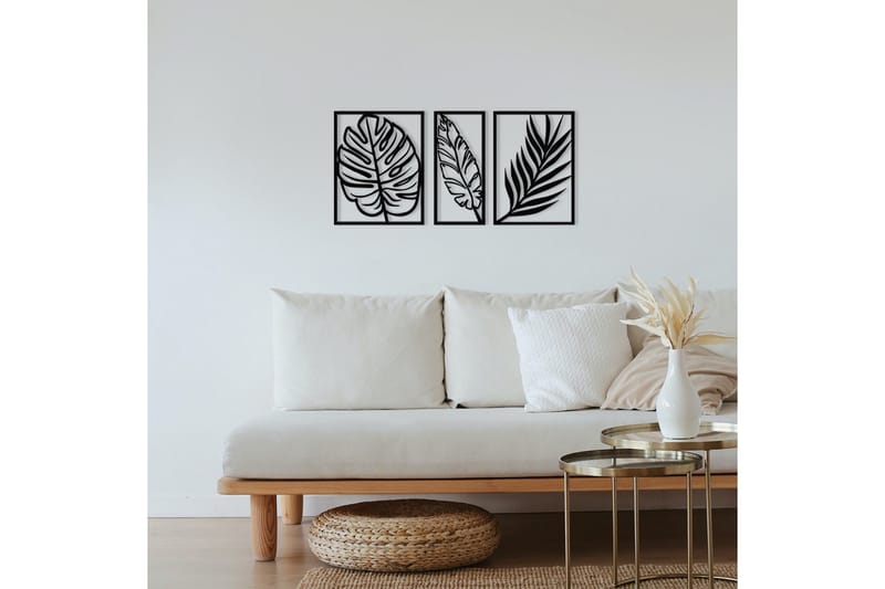 Leaf 2 Vægdekor - Sort - Boligtilbehør - Vægdekoration - Skilt - Emaljeskilte