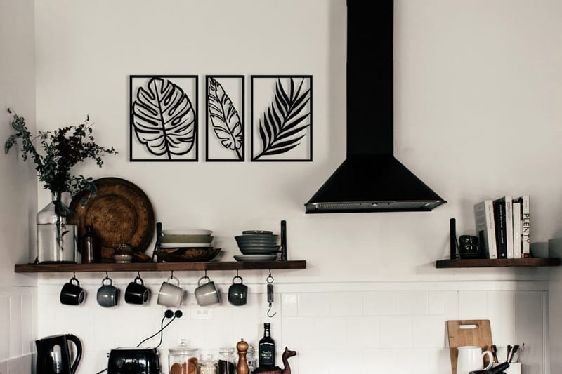 Leaf 2 Vægdekor, Sort