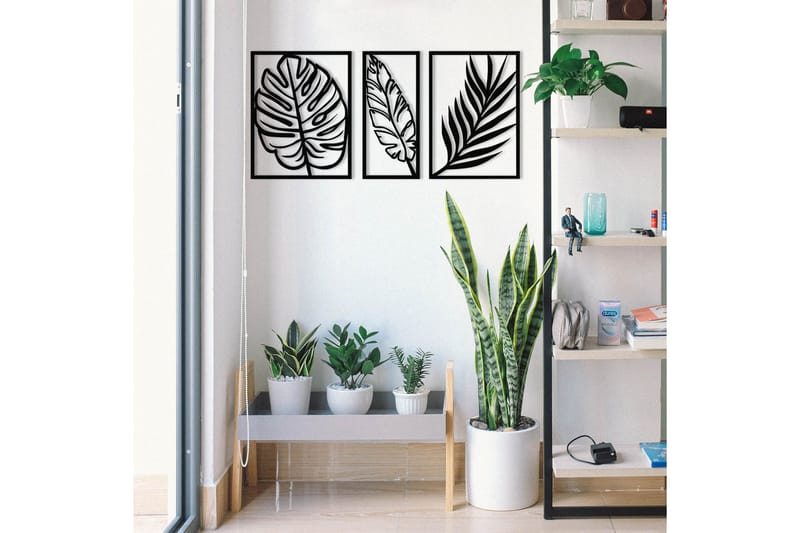 Leaf 2 Vægdekor - Sort - Boligtilbehør - Vægdekoration - Skilt - Emaljeskilte