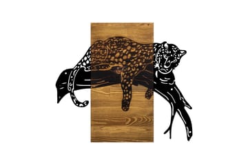 Leopard Vægdekor - Sort/Valnød - Boligtilbehør - Vægdekoration - Skilt - Emaljeskilte
