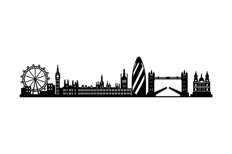 London Skyline Vægdekor - Sort - Emaljeskilte