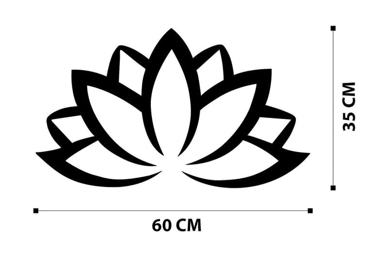 Lotus Flower 2 Vægdekor - Sort - Emaljeskilte