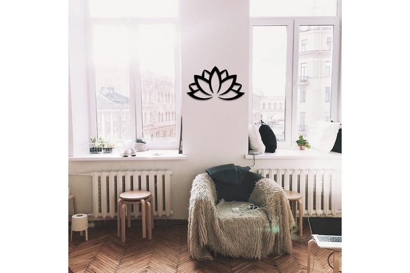 Lotus Flower 2 Vægdekor - Sort - Boligtilbehør - Vægdekoration - Skilt - Emaljeskilte