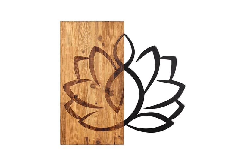 Lotus Vægdekor, Sort/Valnød
