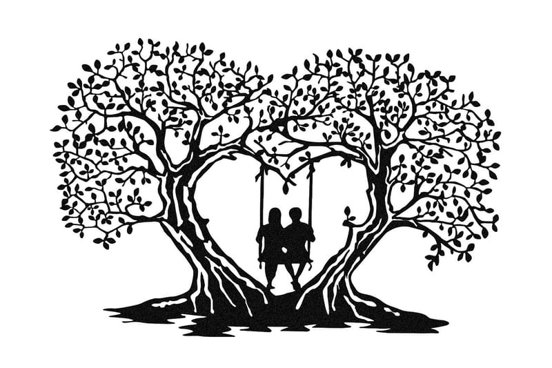 Love Tree Vægdekor, Sort